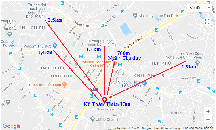 Bản đồ chỉ đường đến cơ sở Quận 9 Bản đồ chỉ đường đến cơ sở Quận 9