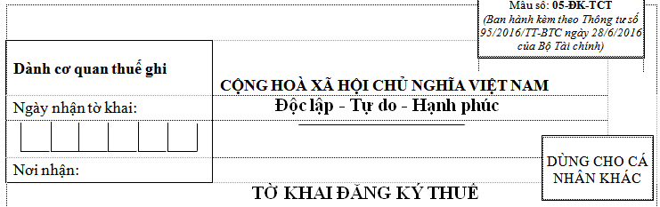Mẫu số: 05-ĐK-TCT Mẫu số: 05-ĐK-TCT