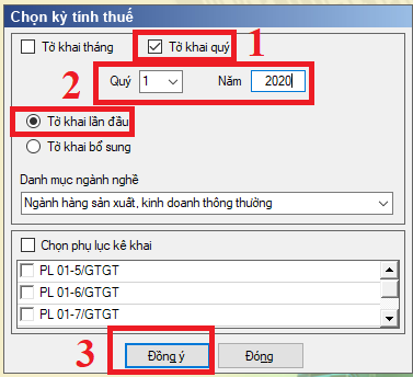 Chọn kỳ kê khai thuế GTGT Chọn kỳ kê khai thuế GTGT
