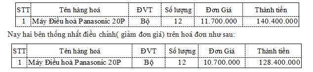 điều chỉnh đơn giá trên hóa đơn điều chỉnh đơn giá trên hóa đơn