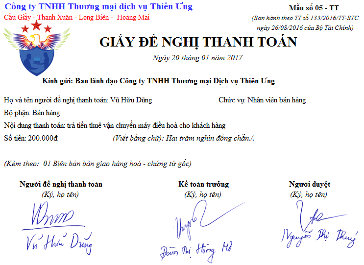 Giấy đề nghị thanh toán Giấy đề nghị thanh toán