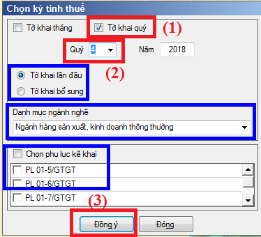 Chọn kỳ kê khai thuế GTGT Chọn kỳ kê khai thuế GTGT