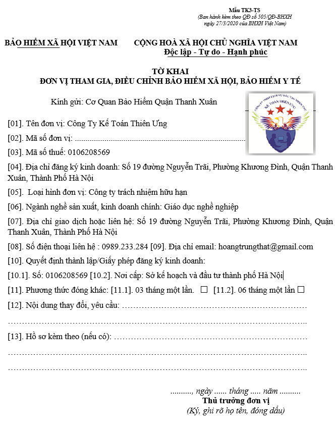 Mẫu TK3-TS Theo quyết định 505 Mẫu TK3-TS Theo quyết định 505
