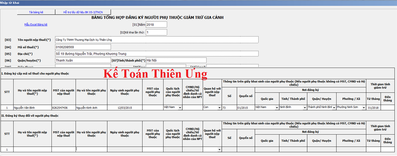 Mẫu tờ khai đăng ký người phụ thuộc Mẫu tờ khai đăng ký người phụ thuộc