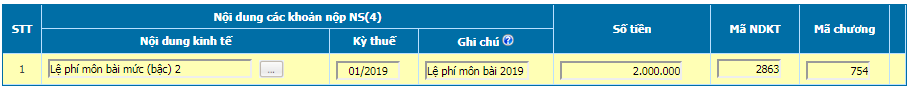 Nộp tiền lệ phí môn bài bằng điện tử