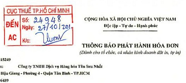 thủ tuc thông báo phát hành hóa đơn đặt in thủ tuc thông báo phát hành hóa đơn đặt in