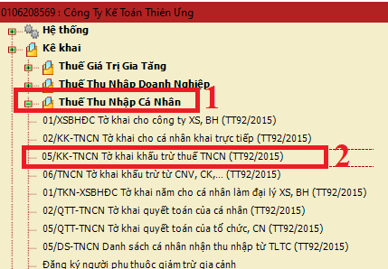 Chọn tờ khai thuế TNCN Mẫu 05/KK-TNCN