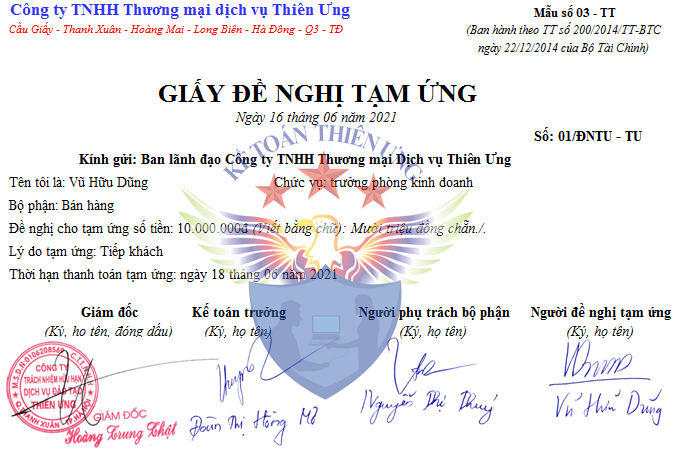 Mẫu giấy đề nghị tạm ứng theo TT 200 (File Excel và Word) - Mẫu số ...