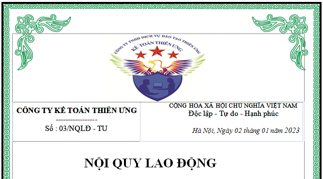 Mẫu Nội Quy Lao Động, Nội Quy Công Ty Năm 2023 Mới Nhất